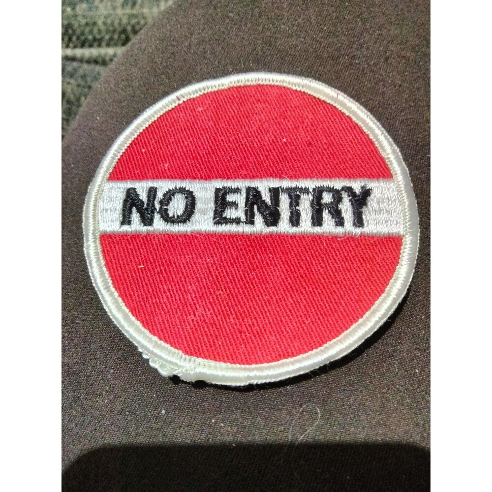 Vintage New No Entry Street Sign Patch Iron On 3" Round Emblem Sign